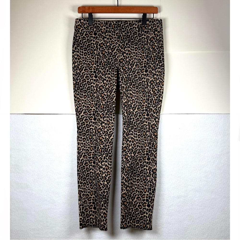 J Crew Factory Leopard Print Stretch Cotton Winnie Ankle Pants Side Zip Womens 4